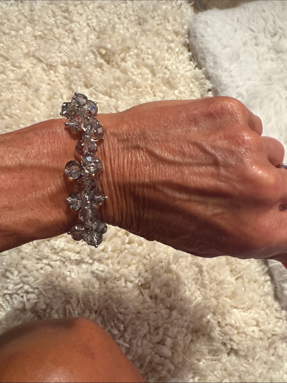 Crystal Flower Stretch Bracelet - Clear